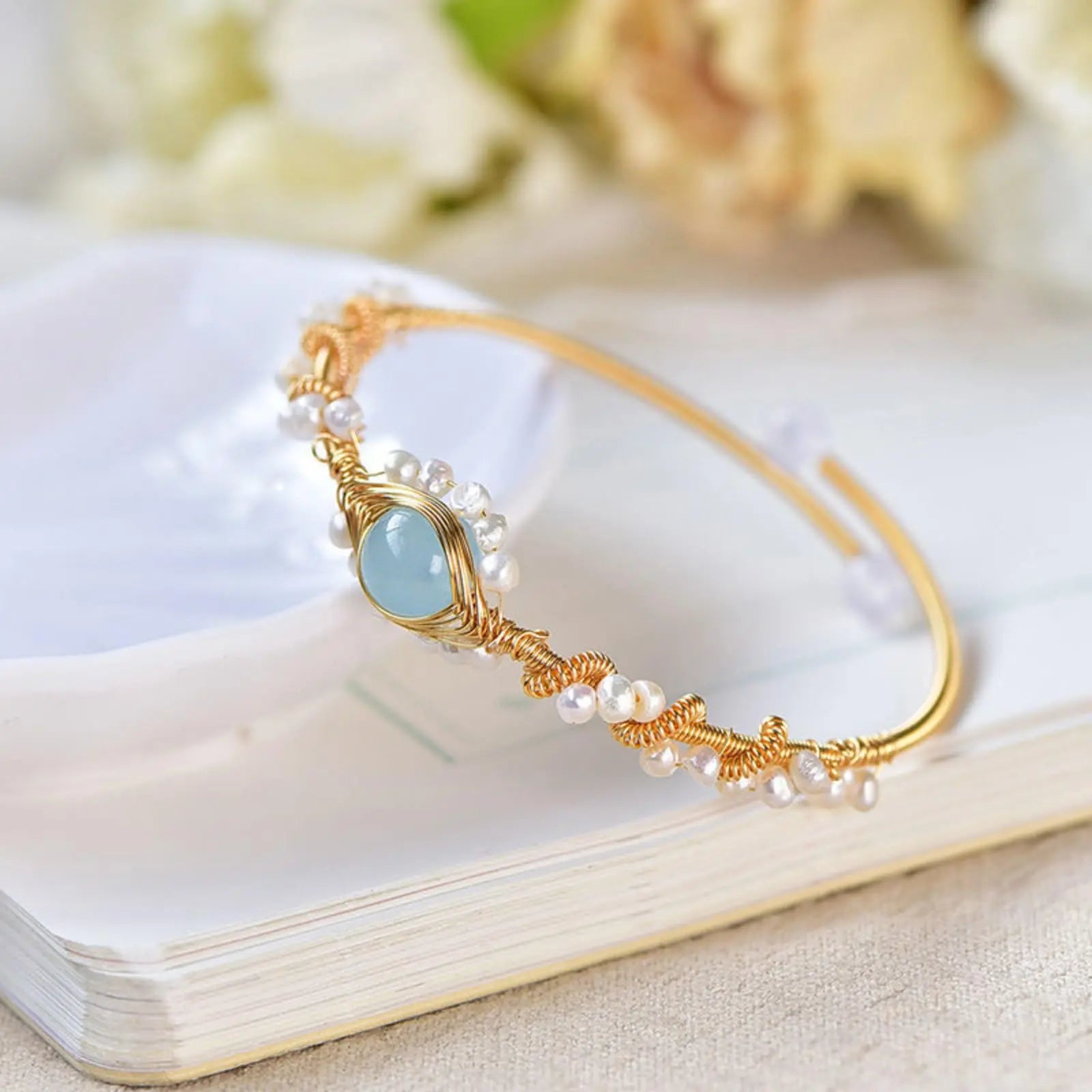 Pearl Bracelets For Women Gold Plating Pearl Bracelet Gold Wire Braided Vintage Style Bracelets Cuff Bracelets Fashion Bracelet ODMPOD