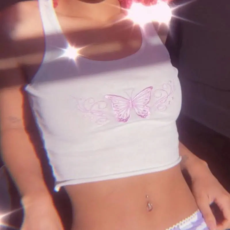 Embroidered Butterfly Sexy Tank Top ODMPOD