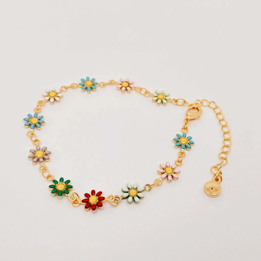 Enamel Flower Chain Bracelet Mio Queena