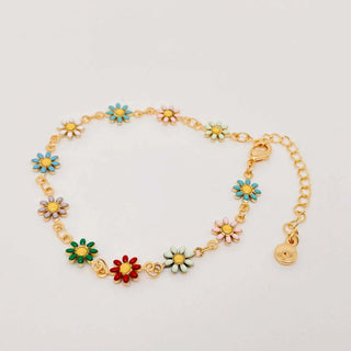 Enamel Flower Chain Bracelet