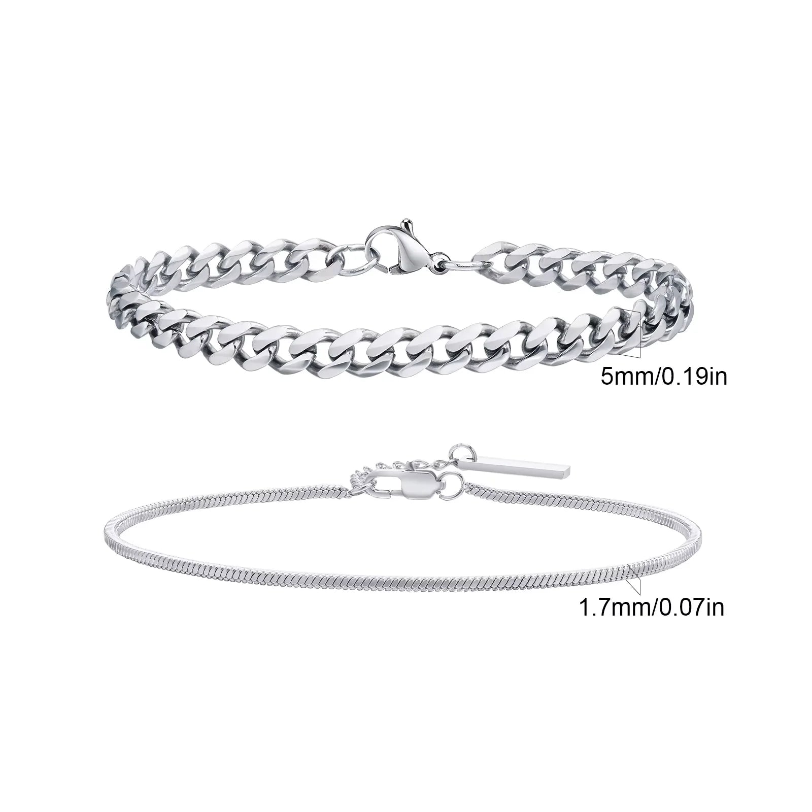 2pcs Men's Chain Bracelets,Stainless Steel Silvery Golden Black Color Twist Rope Chain Wristband,Trendy Cuban Link Chains Gift Eternal Bloom Co