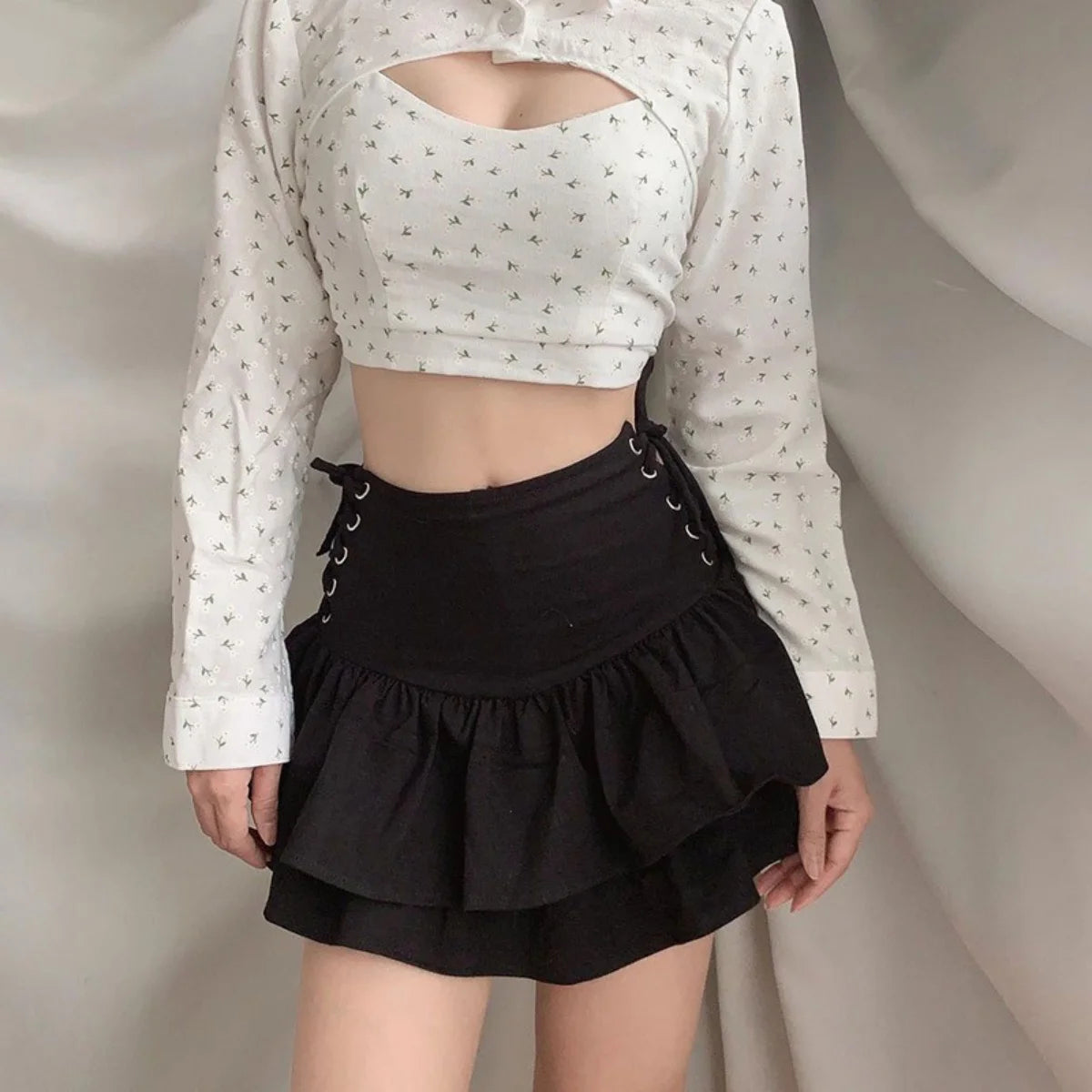 Streetwear Mall Goth Sexy Short Skirt Women Harajuku Y2k High Waist Bandage Pleated Mini Skirt Female Gothic Outfit Club Wear Eternal Bloom Co