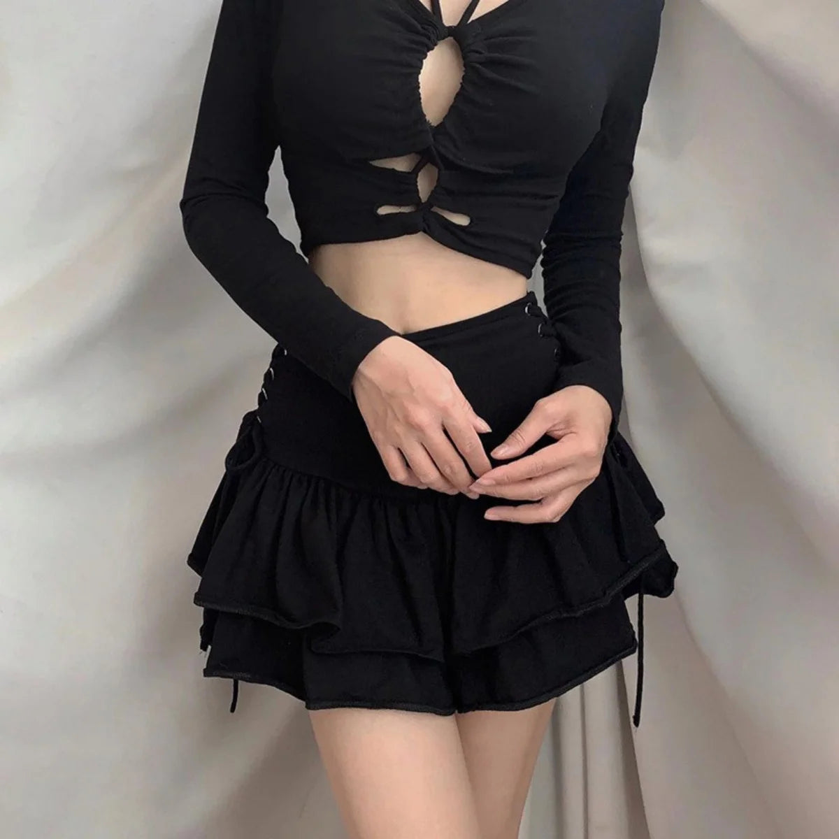 Streetwear Mall Goth Sexy Short Skirt Women Harajuku Y2k High Waist Bandage Pleated Mini Skirt Female Gothic Outfit Club Wear Eternal Bloom Co