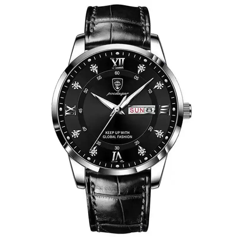 POEDAGAR Luxury Brand Men Watches Waterproof Luminous Leather Quartz Man Wristwatch Casual Sports Military Watch For Men relogio Eternal Bloom Co