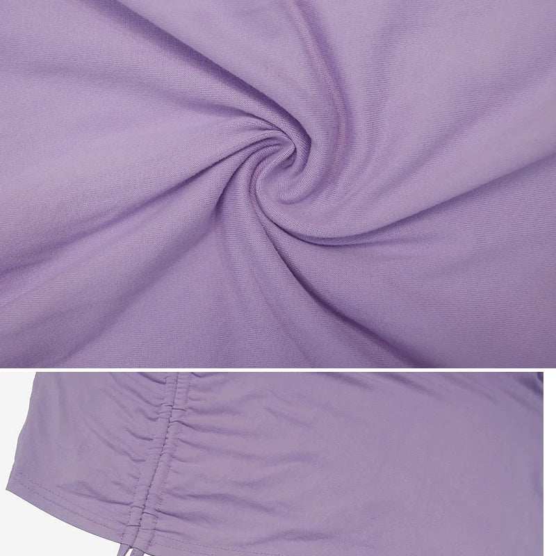 Elegant Lace Up Dress Solid Pleated Slim Fit Party Bodycon Female Sexy Mini Dresses Purple Black Vestidos Eternal Bloom Co