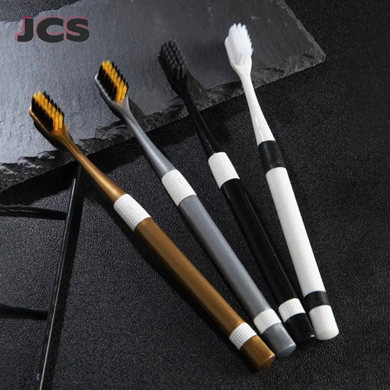 2 Pcs/Set Bamboo Charcoal Toothbrushes Ultra-Fine Soft Bristle Cleaning, Family Outfit Couple Adult Fine Bristle Toothbrush Set Eternal Bloom Co