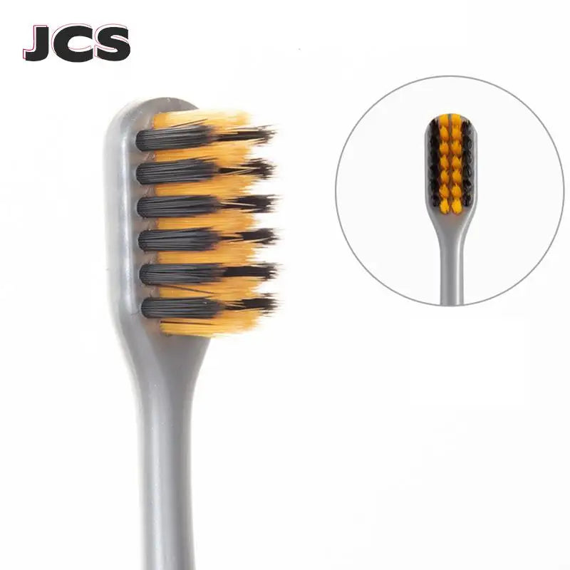 2 Pcs/Set Bamboo Charcoal Toothbrushes Ultra-Fine Soft Bristle Cleaning, Family Outfit Couple Adult Fine Bristle Toothbrush Set Eternal Bloom Co
