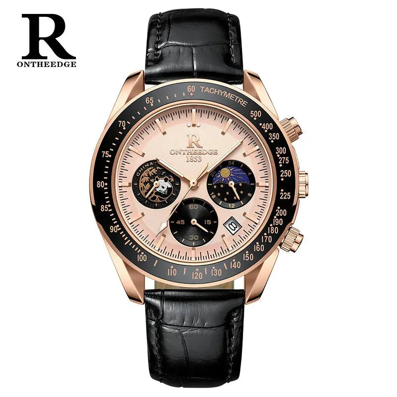 Ruizhiyuan Men’s Chronograph Watch, Panda Daytona Style, Multifunction 6-Hand Big Dial Quartz Wristwatch for Business & Sports Eternal Bloom Co