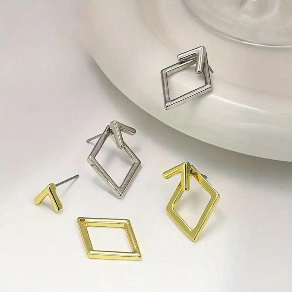 Retro Minimalist Geometric Square Detachable Triangles Stud Earrings for Women Fashion Jewelry Accessories Party Gifts Eternal Bloom Co