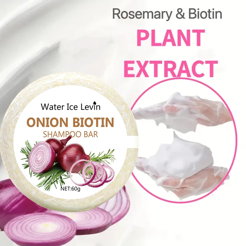 Onion Biotin Shampoo Bar. Strengthens Hair, Repairs Split Ends, Removes Dandruff. Pure Natural Care. 60g. Eternal Bloom Co