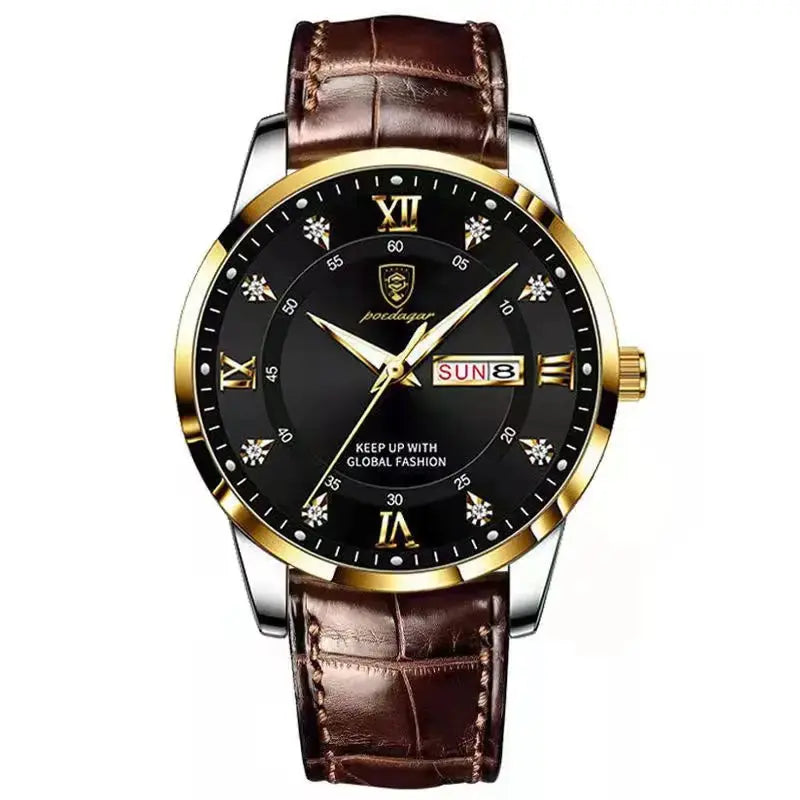 POEDAGAR Luxury Brand Men Watches Waterproof Luminous Leather Quartz Man Wristwatch Casual Sports Military Watch For Men relogio Eternal Bloom Co