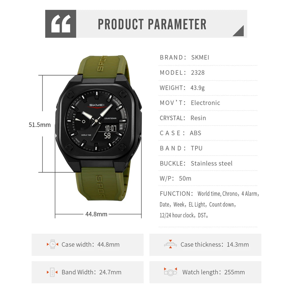 SKMEI Waterproof Daylight Saving Time Quartz Watches For Mens Women Sports Digital Electronics Wristwatches Relógios Masculino Eternal Bloom Co