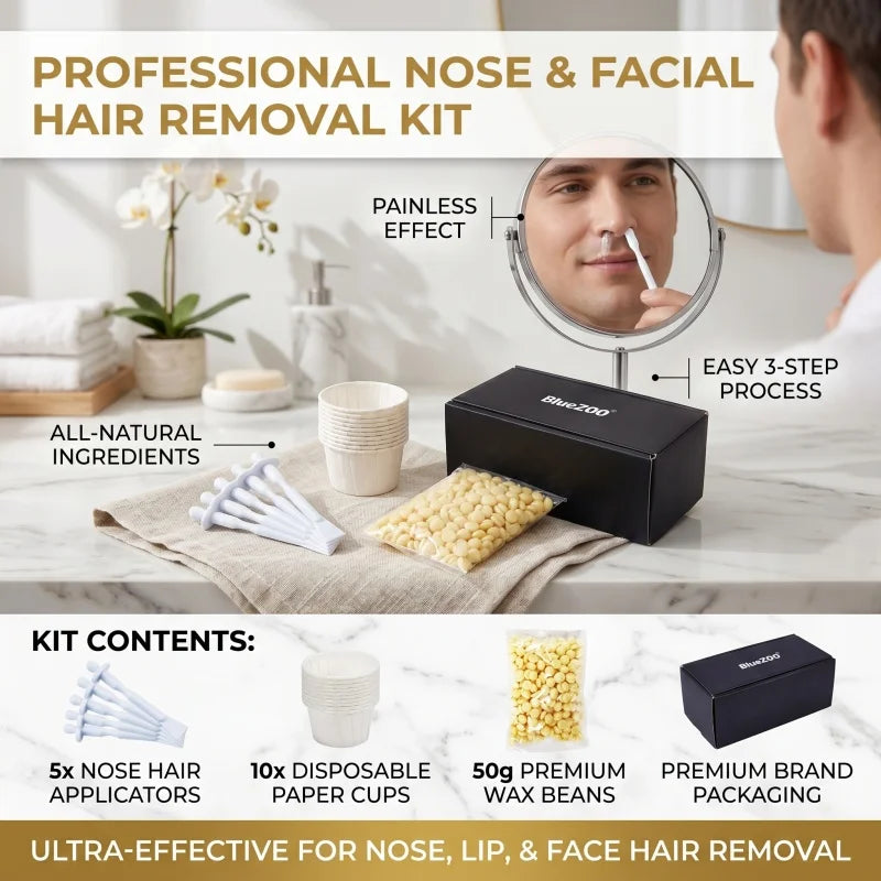 Wax beanPortable Painless Nose Wax Kit For Men & Women Nose Hair Removal Wax Set Paper-Free Nose Hair Wax Beans Cleaning Wax Kit Eternal Bloom Co