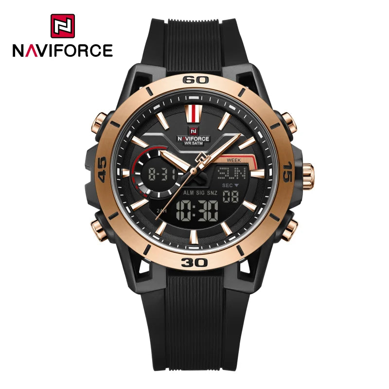 High Quality NAVIFORCE Casual Men Dual Watch Sport Water Resistant Countdown Wristwatch Man chronograph Alarm Clock Reloj Hombre Eternal Bloom Co