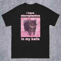 I Have Microplastics in My Balls Funny Cat Meme Haikyuu Men Clothing Short Sleeve Round Neck Printing Pullover T-shirt 50265 Eternal Bloom Co