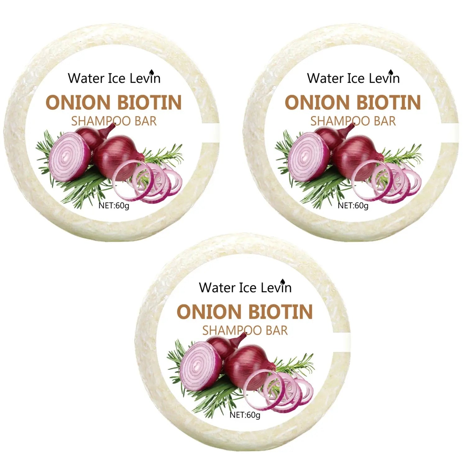 Onion Biotin Shampoo Bar. Strengthens Hair, Repairs Split Ends, Removes Dandruff. Pure Natural Care. 60g. Eternal Bloom Co