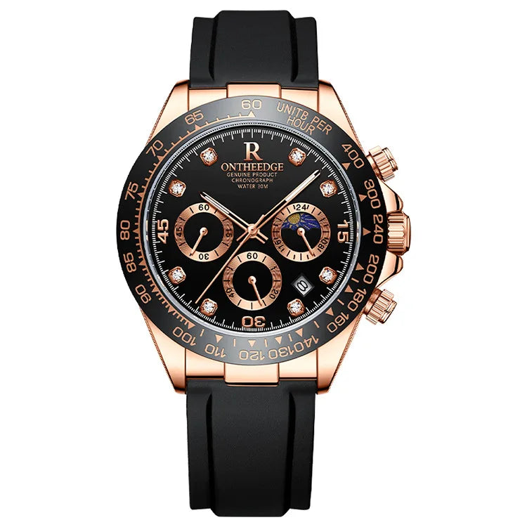 Ruizhiyuan Men’s Chronograph Watch, Panda Daytona Style, Multifunction 6-Hand Big Dial Quartz Wristwatch for Business & Sports Eternal Bloom Co