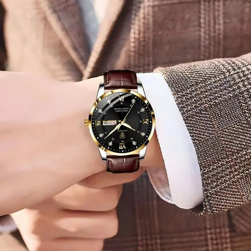 POEDAGAR Luxury Brand Men Watches Waterproof Luminous Leather Quartz Man Wristwatch Casual Sports Military Watch For Men relogio Eternal Bloom Co