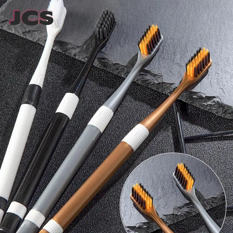 2 Pcs/Set Bamboo Charcoal Toothbrushes Ultra-Fine Soft Bristle Cleaning, Family Outfit Couple Adult Fine Bristle Toothbrush Set Eternal Bloom Co