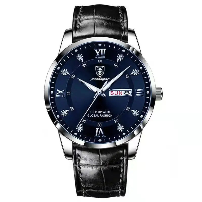 POEDAGAR Luxury Brand Men Watches Waterproof Luminous Leather Quartz Man Wristwatch Casual Sports Military Watch For Men relogio Eternal Bloom Co