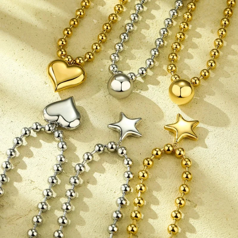 Exaggerated Atmosphere, Personality, Fashion, Big Five-pointed Star Love, Stainless Steel Necklace, New Popular and Non-fading Eternal Bloom Co