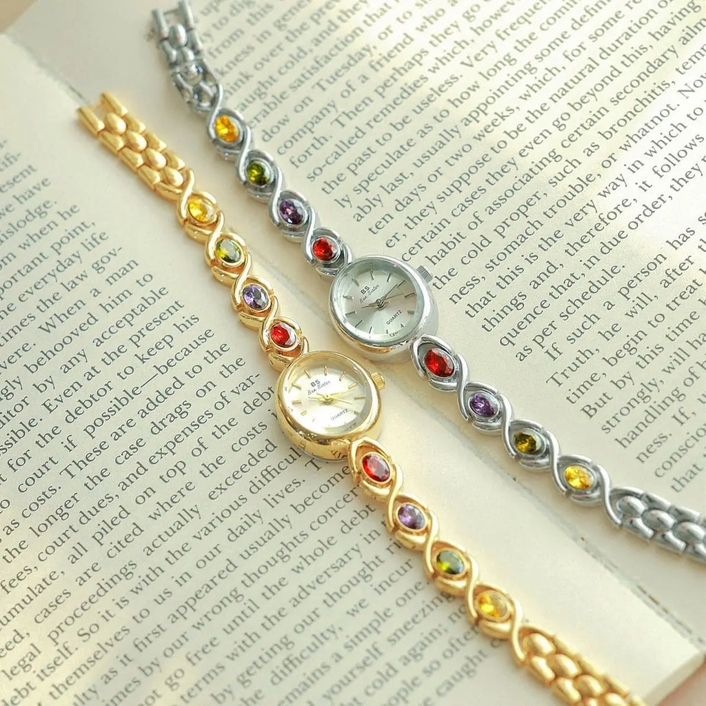 BS Watch For Women Light Luxury Brand Retro Oval Rainbow Bracelet watches Waterproof Ladies Fashion Quartz Clock Wristwatches Eternal Bloom Co