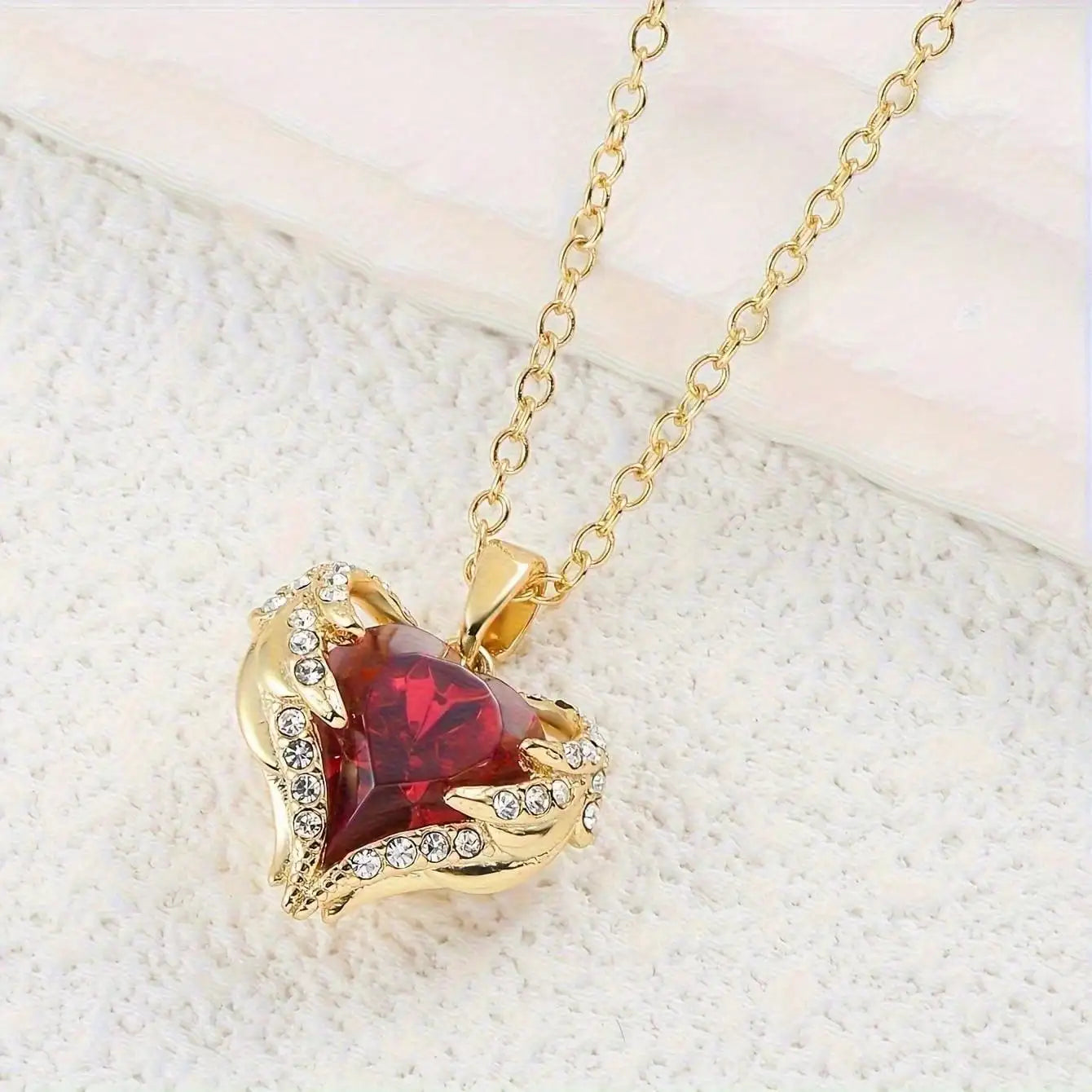 LLL Top Luxury Colorful Crystal Ocean Heart Pendant Necklace For Women Trendy 316L Stainless Steel Jewelry Female Wedding Neck C Eternal Bloom Co