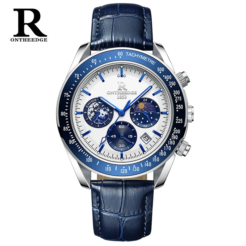 Ruizhiyuan Men’s Chronograph Watch, Panda Daytona Style, Multifunction 6-Hand Big Dial Quartz Wristwatch for Business & Sports Eternal Bloom Co