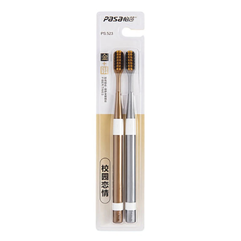 2 Pcs/Set Bamboo Charcoal Toothbrushes Ultra-Fine Soft Bristle Cleaning, Family Outfit Couple Adult Fine Bristle Toothbrush Set Eternal Bloom Co