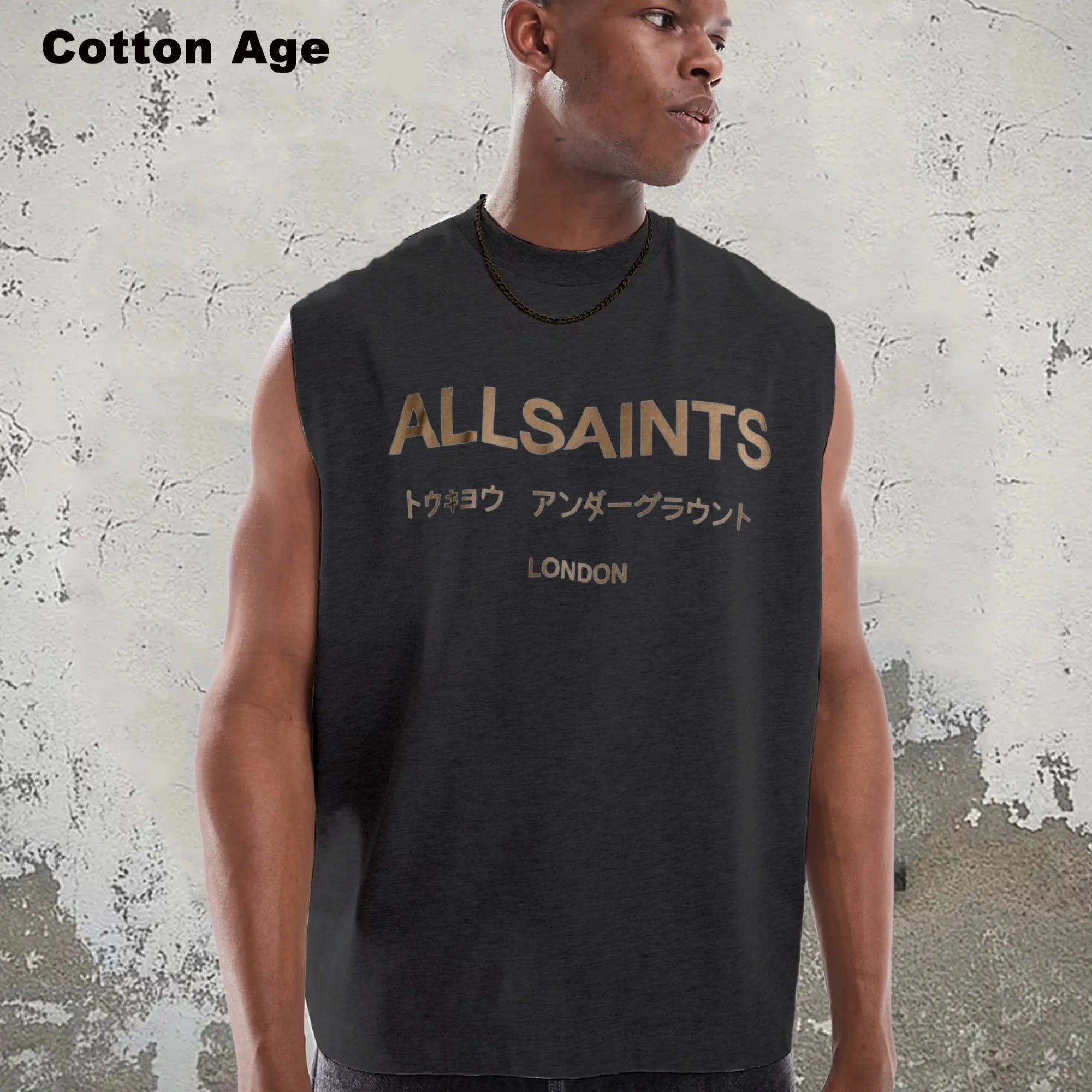 Vintage Men's Tank Top - AllSaints Print Design - Casual Fall/Winter Layering Tee - Perfect Gift For Halloween/Christmas Eternal Bloom Co