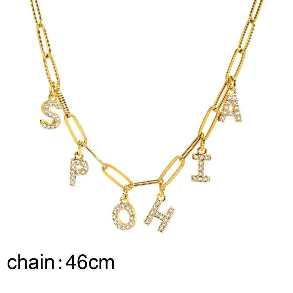 Personalized Initial Name Necklace Stainless Steel Women Alpahbet Letter Pendant ,Initial Collar Statement Charms Gift Eternal Bloom Co