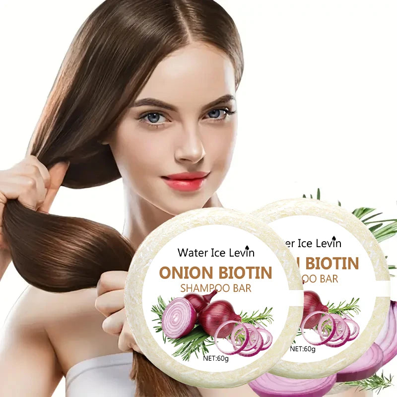 Onion Biotin Shampoo Bar. Strengthens Hair, Repairs Split Ends, Removes Dandruff. Pure Natural Care. 60g. Eternal Bloom Co