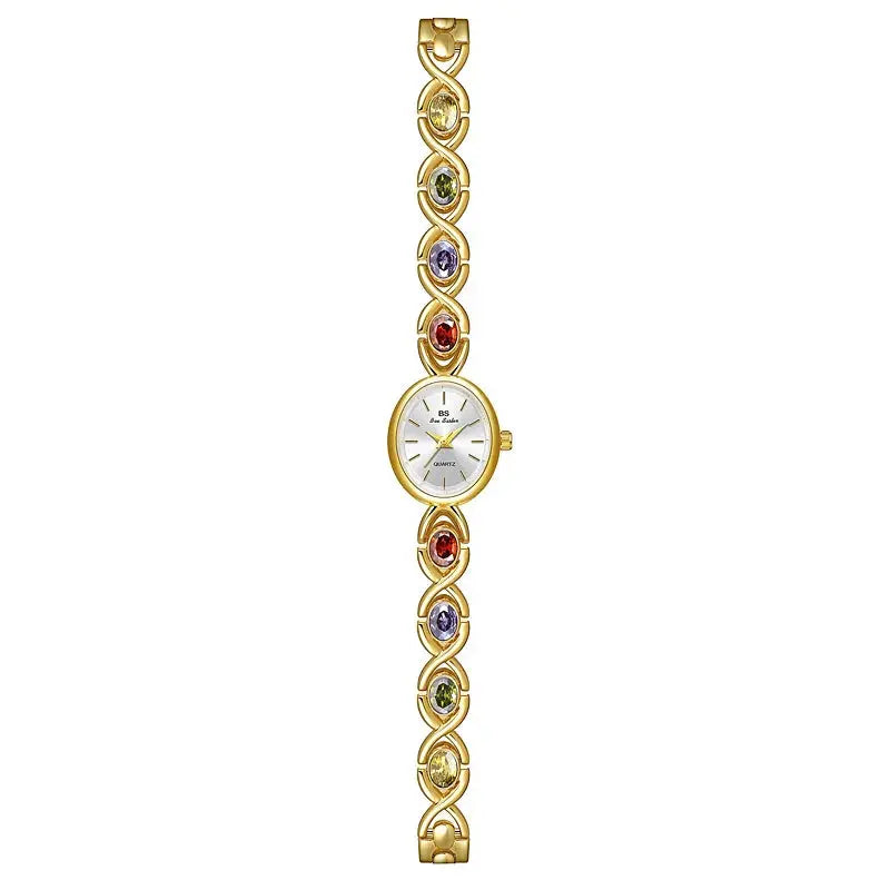 BS Watch For Women Light Luxury Brand Retro Oval Rainbow Bracelet watches Waterproof Ladies Fashion Quartz Clock Wristwatches Eternal Bloom Co