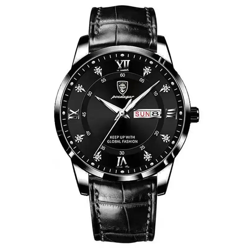 POEDAGAR Luxury Brand Men Watches Waterproof Luminous Leather Quartz Man Wristwatch Casual Sports Military Watch For Men relogio Eternal Bloom Co