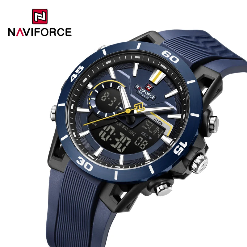 High Quality NAVIFORCE Casual Men Dual Watch Sport Water Resistant Countdown Wristwatch Man chronograph Alarm Clock Reloj Hombre Eternal Bloom Co