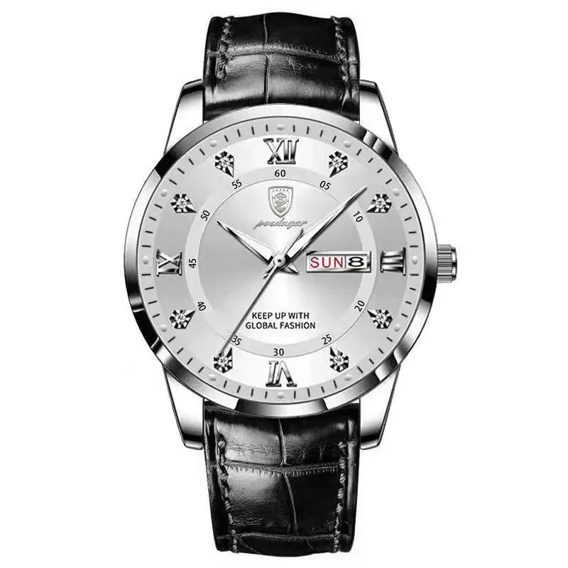 POEDAGAR Luxury Brand Men Watches Waterproof Luminous Leather Quartz Man Wristwatch Casual Sports Military Watch For Men relogio Eternal Bloom Co