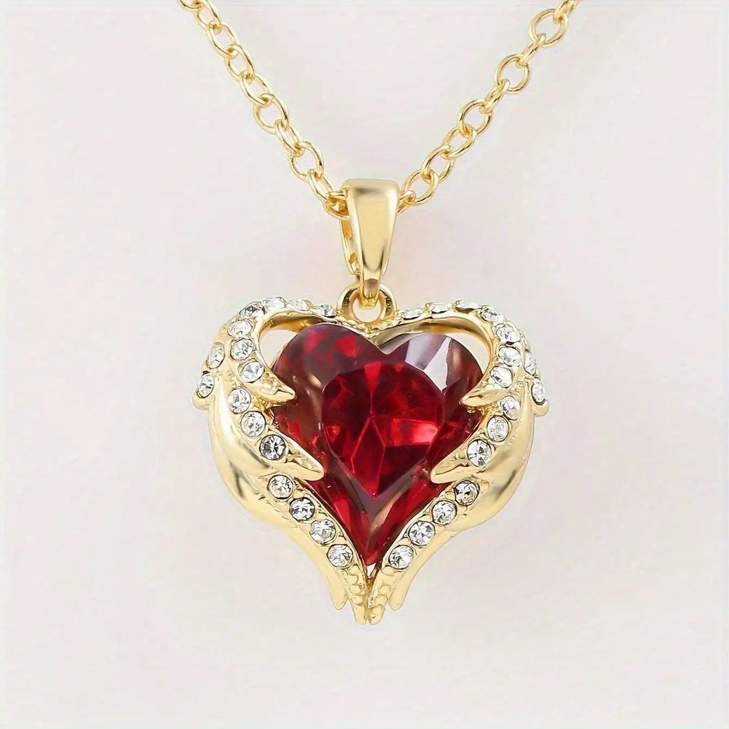 LLL Top Luxury Colorful Crystal Ocean Heart Pendant Necklace For Women Trendy 316L Stainless Steel Jewelry Female Wedding Neck C Eternal Bloom Co
