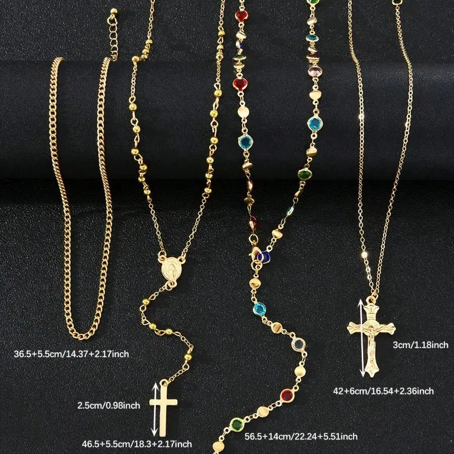 Fashionable and simple women's golden multi-layer stacked necklace with cross decoration, luxurious vintage choker Eternal Bloom Co