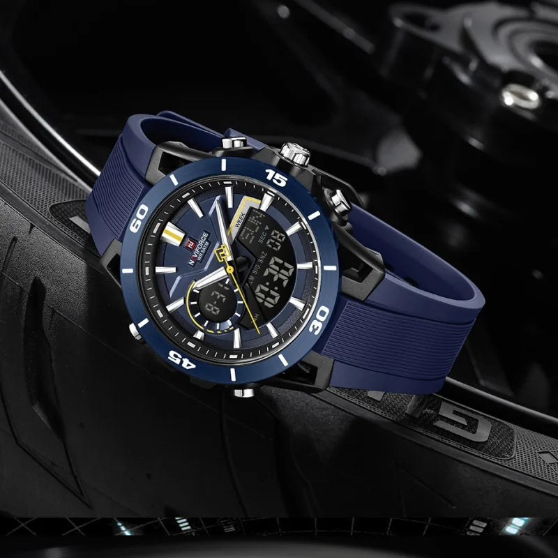 High Quality NAVIFORCE Casual Men Dual Watch Sport Water Resistant Countdown Wristwatch Man chronograph Alarm Clock Reloj Hombre Eternal Bloom Co