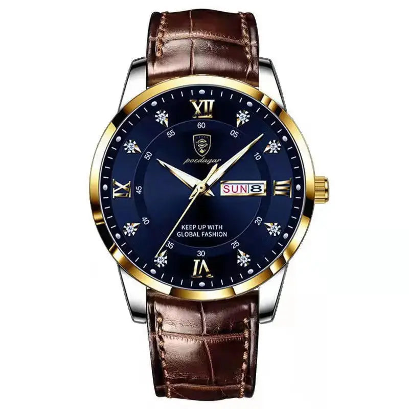 POEDAGAR Luxury Brand Men Watches Waterproof Luminous Leather Quartz Man Wristwatch Casual Sports Military Watch For Men relogio Eternal Bloom Co