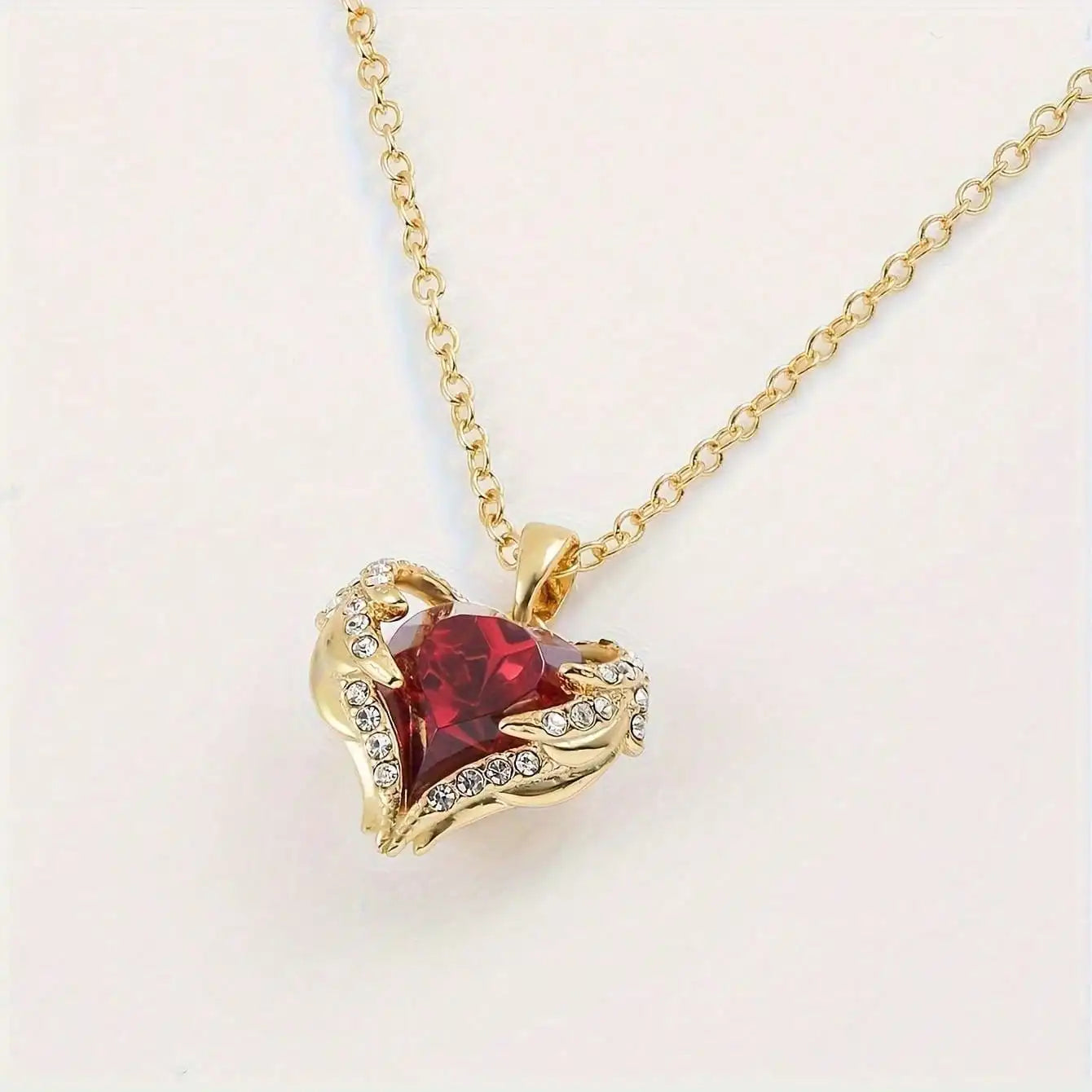 LLL Top Luxury Colorful Crystal Ocean Heart Pendant Necklace For Women Trendy 316L Stainless Steel Jewelry Female Wedding Neck C Eternal Bloom Co