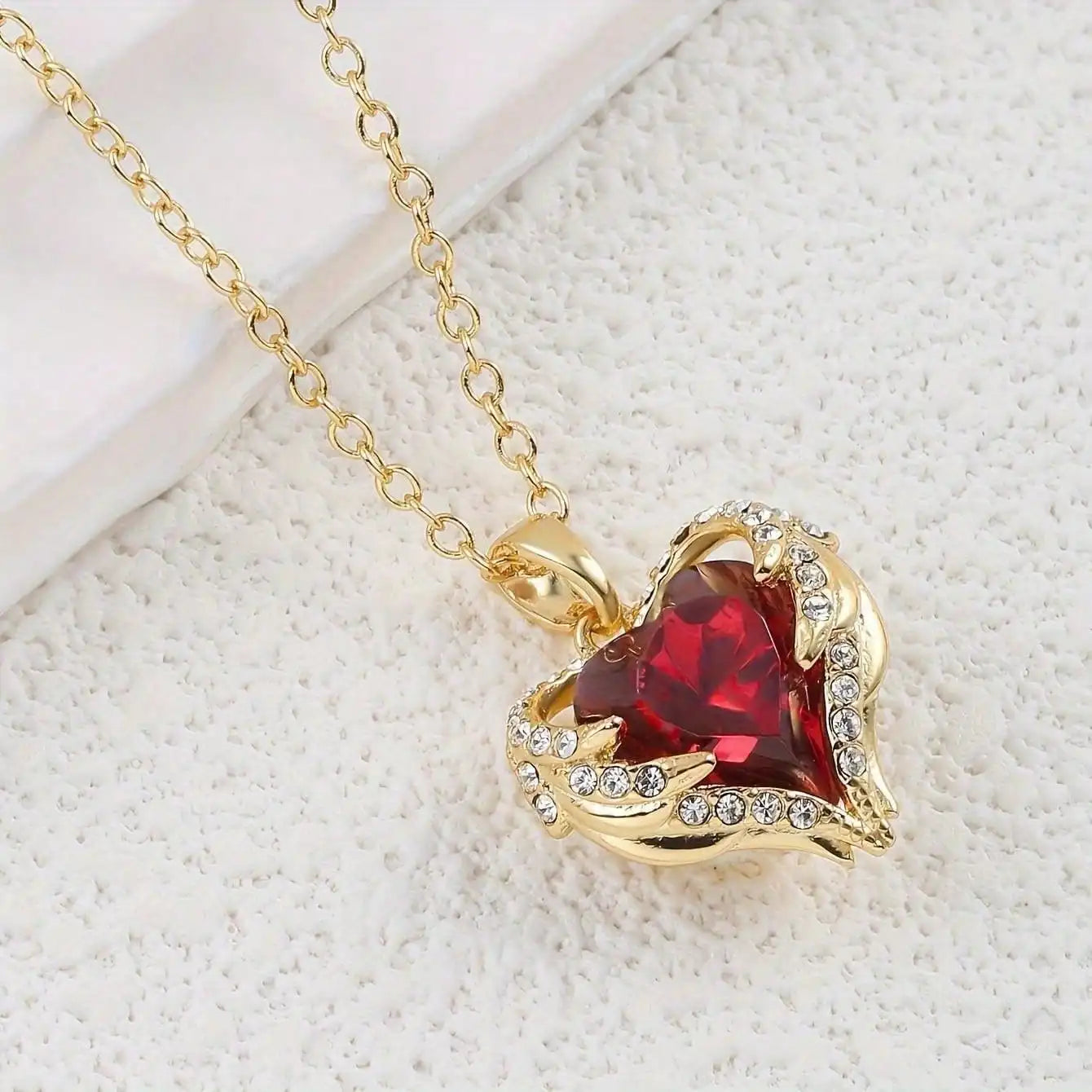 LLL Top Luxury Colorful Crystal Ocean Heart Pendant Necklace For Women Trendy 316L Stainless Steel Jewelry Female Wedding Neck C Eternal Bloom Co