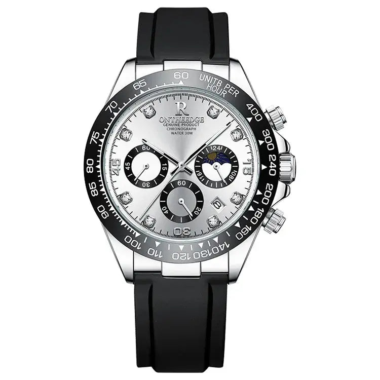 Ruizhiyuan Men’s Chronograph Watch, Panda Daytona Style, Multifunction 6-Hand Big Dial Quartz Wristwatch for Business & Sports Eternal Bloom Co