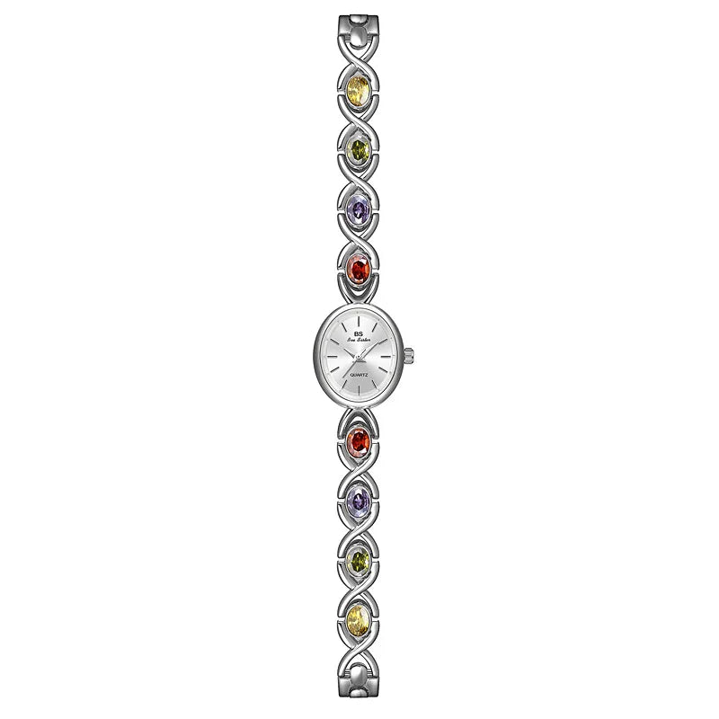 BS Watch For Women Light Luxury Brand Retro Oval Rainbow Bracelet watches Waterproof Ladies Fashion Quartz Clock Wristwatches Eternal Bloom Co