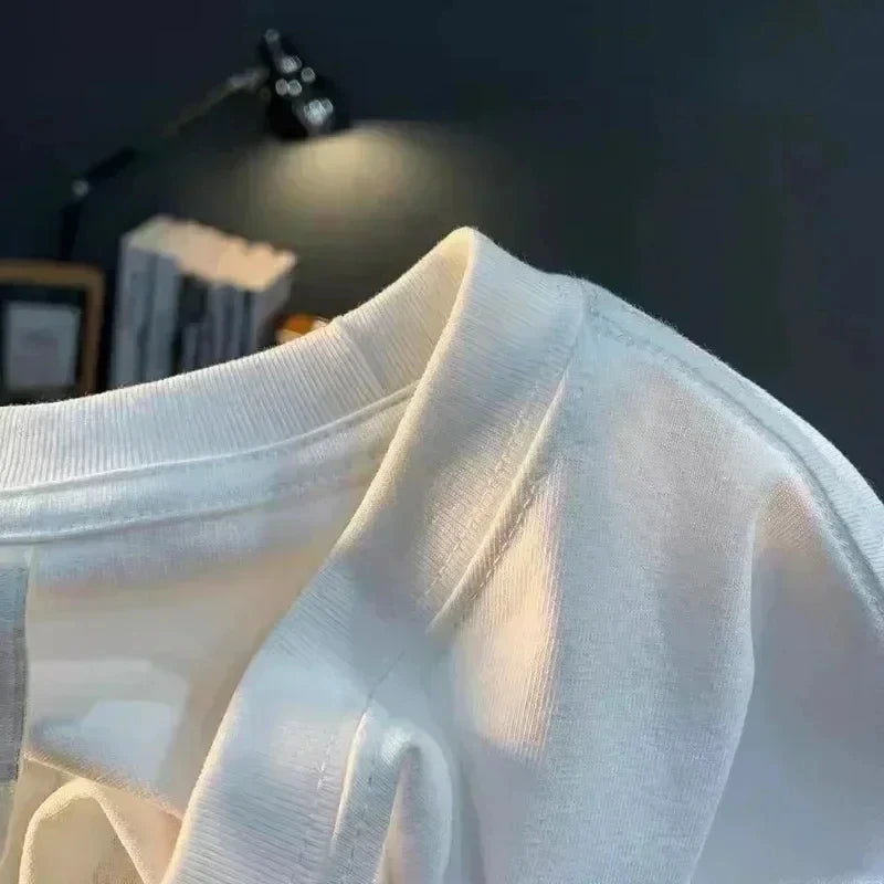 High-end Light Luxury Short-sleeved T-shirt for Men, A New Summer Fashion and Versatile Half-sleeved Round-neck Top for Men Eternal Bloom Co