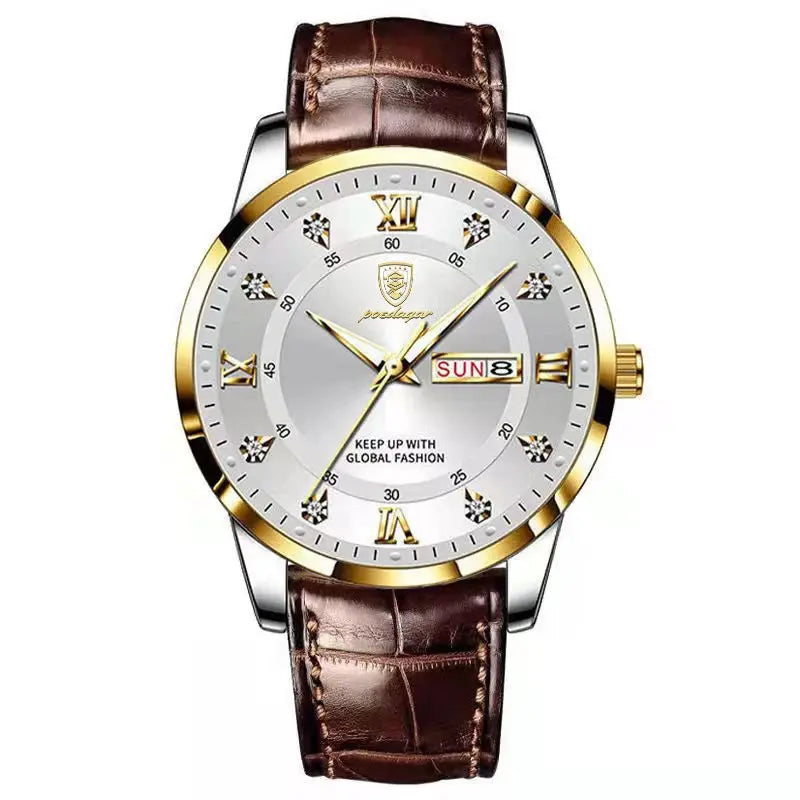 POEDAGAR Luxury Brand Men Watches Waterproof Luminous Leather Quartz Man Wristwatch Casual Sports Military Watch For Men relogio Eternal Bloom Co