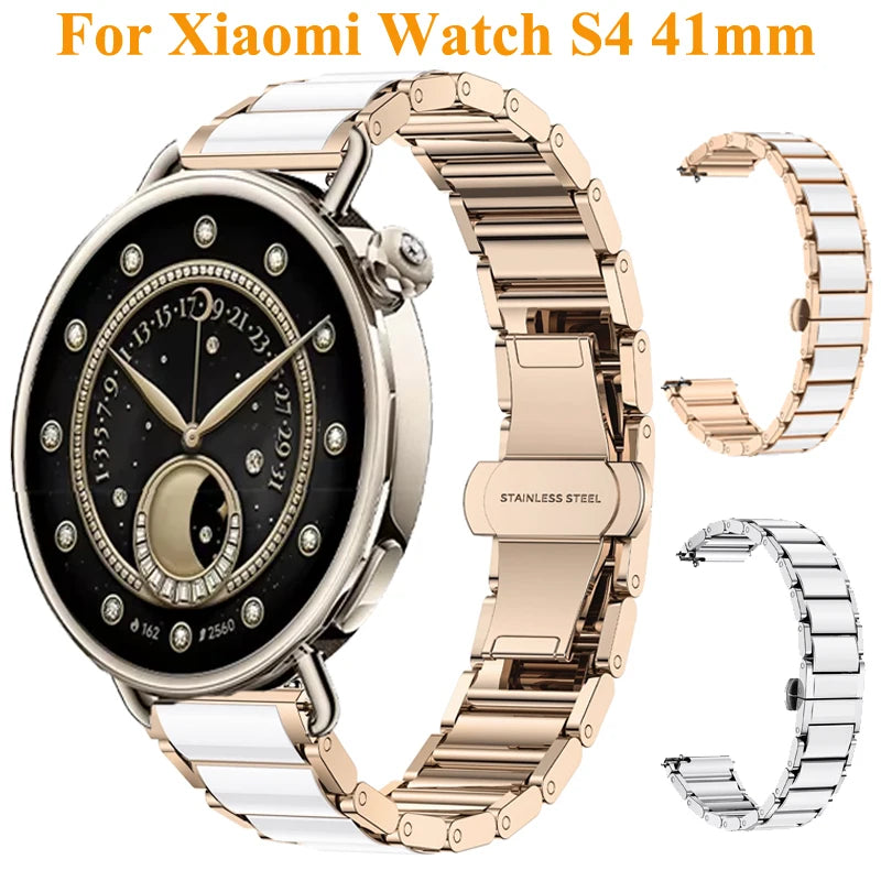 For Xiaomi Watch S4 41mm Ceramics Bracelet Strap 18mm Slim Women Watchband For Garmin Venu 4 41mm/Venu 2S 3S/Huawei GT6 5 4 41mm Eternal Bloom Co