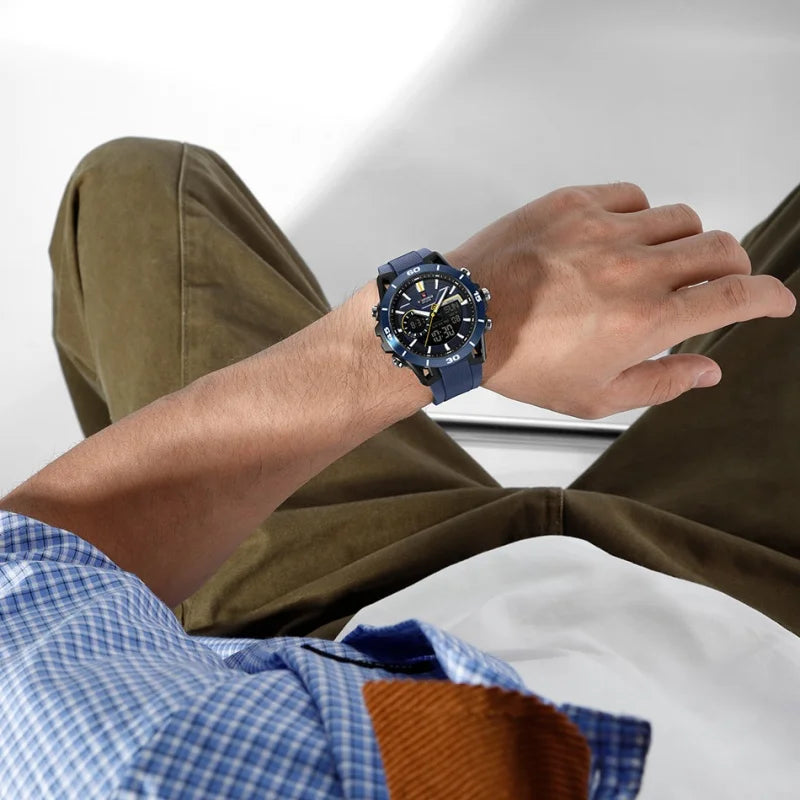 High Quality NAVIFORCE Casual Men Dual Watch Sport Water Resistant Countdown Wristwatch Man chronograph Alarm Clock Reloj Hombre Eternal Bloom Co