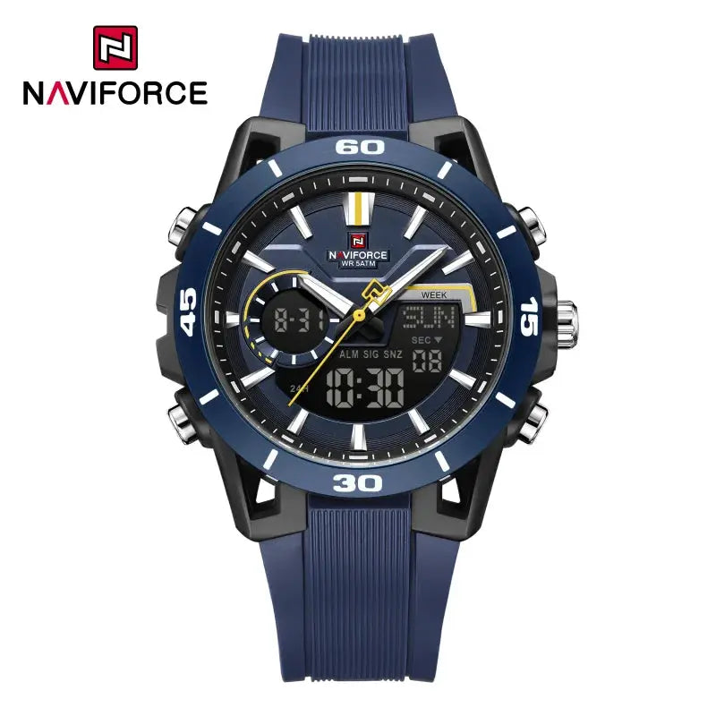 High Quality NAVIFORCE Casual Men Dual Watch Sport Water Resistant Countdown Wristwatch Man chronograph Alarm Clock Reloj Hombre Eternal Bloom Co