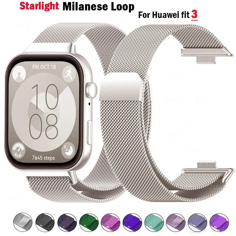 Milanese Loop Band For Huawei Watch FIT 3-4 Strap smart Magnetic stainless steel correa Huawei watch fit 4 pro bands Accessories Eternal Bloom Co